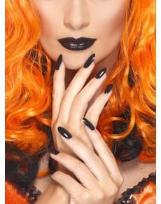 Svart leppestift og neglelakk