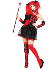Déguisement de reine arlequin obscure pour femme