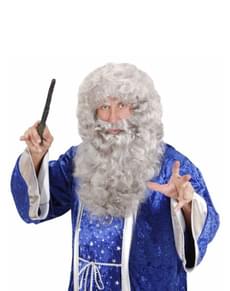 Perücke und maxi Bart grau