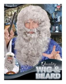 Perücke und maxi Bart grau