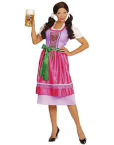 Pink green dirndl costume for a woman