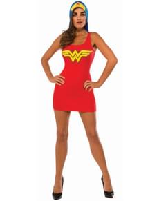 Wonder Woman kjole kostume med hætte til kvinder