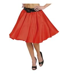 Womens Red Sateen Skirt with Slip