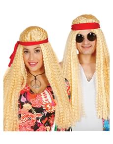 Adult's Blond Hippy Wig with Ribbon