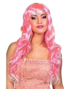 Woman's Long Pink Wig with Fringe