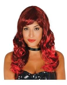 Perruque ondulée aux mèches rousses