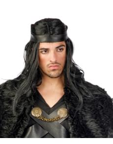 Wikinger Perücke schwarz für Herren